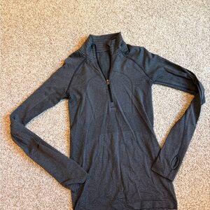 Lululemon Striped Gray Long Sleeve Quarter- Zip Top